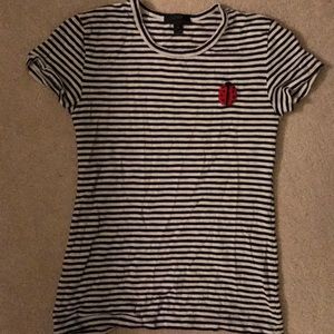 JCREW Navy & White Striped ladybug tee size XS